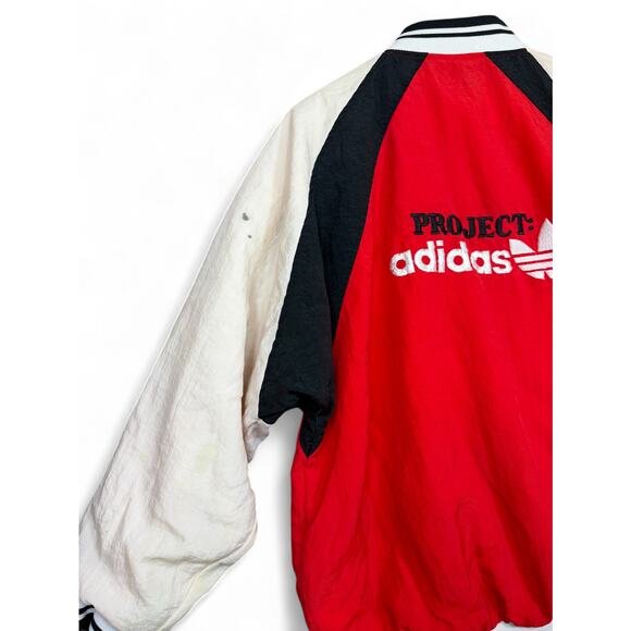 Adidas Project Sport Spectacular Bomber Jacket Red White Size L Vintage 80s - Picture 6 of 16
